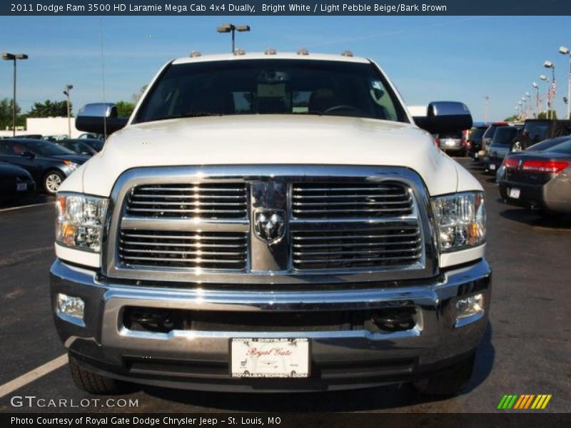 Bright White / Light Pebble Beige/Bark Brown 2011 Dodge Ram 3500 HD Laramie Mega Cab 4x4 Dually