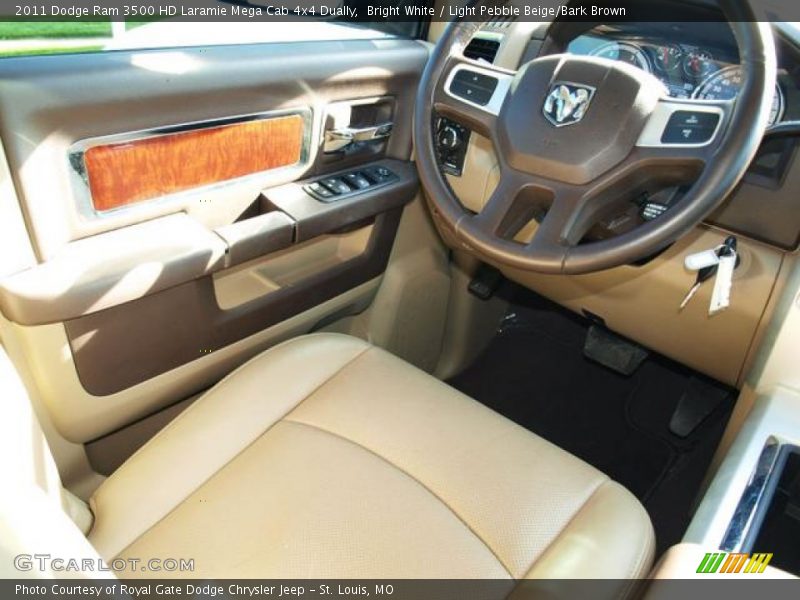 Bright White / Light Pebble Beige/Bark Brown 2011 Dodge Ram 3500 HD Laramie Mega Cab 4x4 Dually