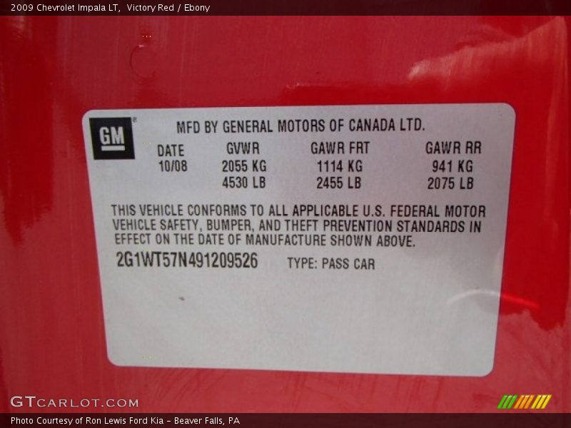 Victory Red / Ebony 2009 Chevrolet Impala LT