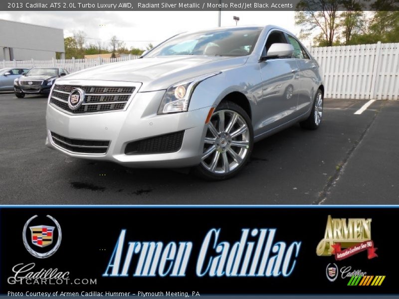 Radiant Silver Metallic / Morello Red/Jet Black Accents 2013 Cadillac ATS 2.0L Turbo Luxury AWD
