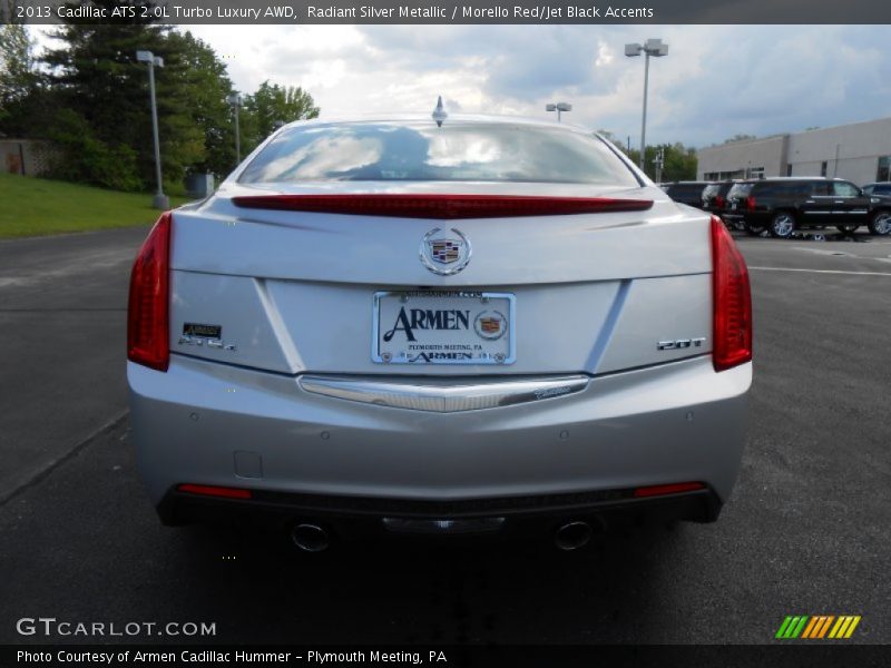 Radiant Silver Metallic / Morello Red/Jet Black Accents 2013 Cadillac ATS 2.0L Turbo Luxury AWD