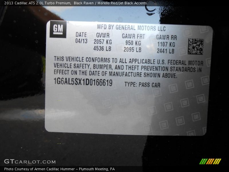 Black Raven / Morello Red/Jet Black Accents 2013 Cadillac ATS 2.0L Turbo Premium