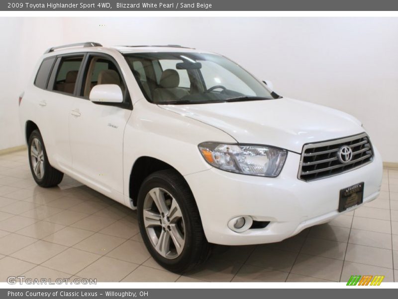 Blizzard White Pearl / Sand Beige 2009 Toyota Highlander Sport 4WD