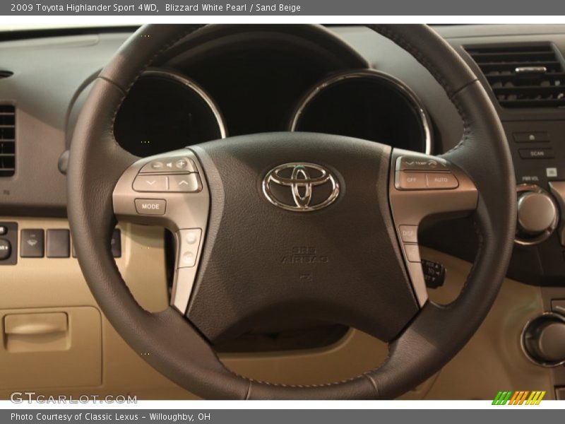 Blizzard White Pearl / Sand Beige 2009 Toyota Highlander Sport 4WD