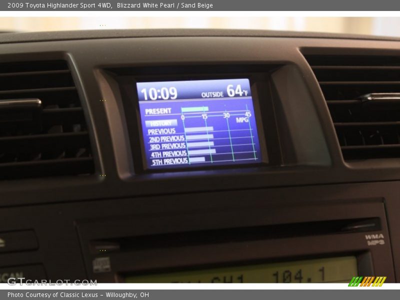 Blizzard White Pearl / Sand Beige 2009 Toyota Highlander Sport 4WD