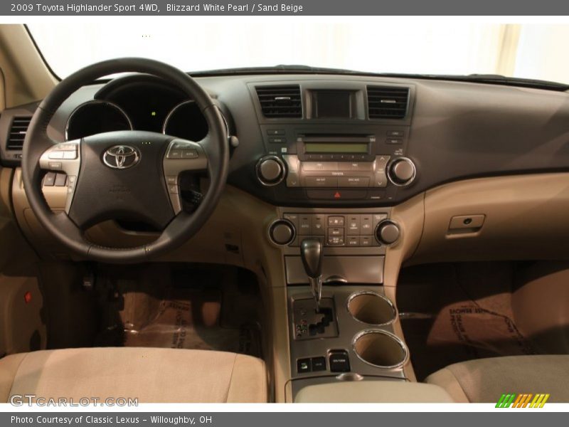 Blizzard White Pearl / Sand Beige 2009 Toyota Highlander Sport 4WD