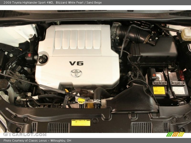 Blizzard White Pearl / Sand Beige 2009 Toyota Highlander Sport 4WD
