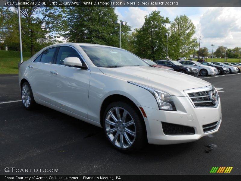 White Diamond Tricoat / Morello Red/Jet Black Accents 2013 Cadillac ATS 2.0L Turbo Luxury AWD