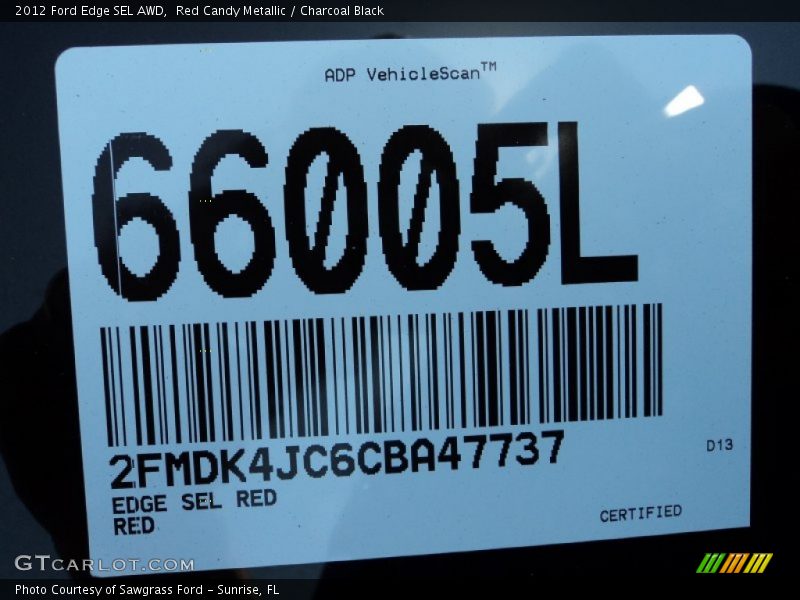 Red Candy Metallic / Charcoal Black 2012 Ford Edge SEL AWD