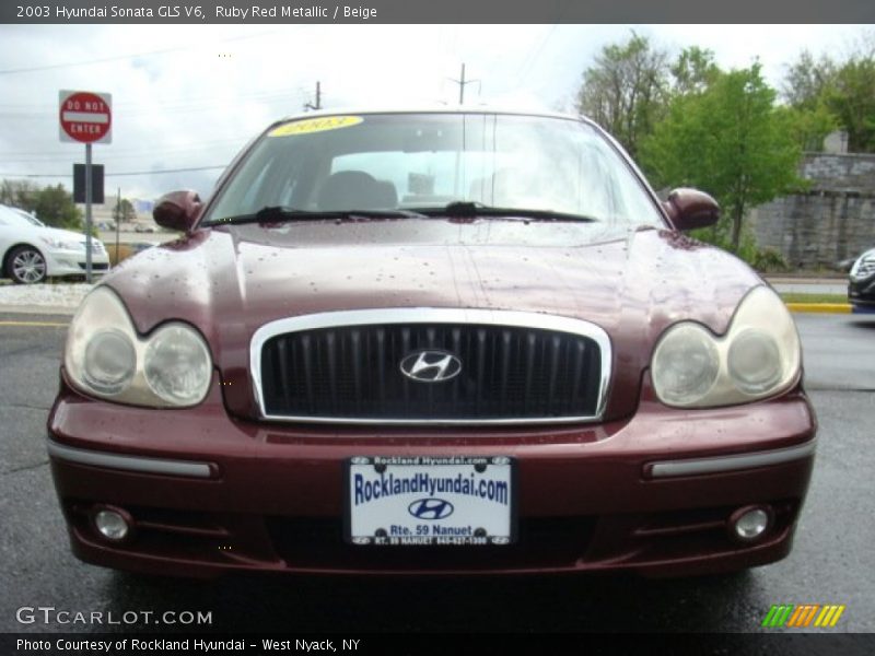 Ruby Red Metallic / Beige 2003 Hyundai Sonata GLS V6