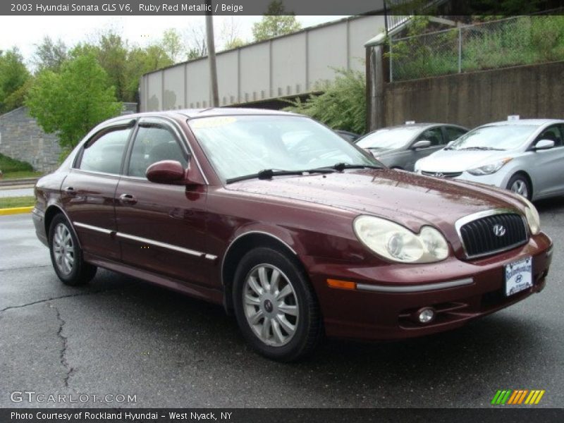 Ruby Red Metallic / Beige 2003 Hyundai Sonata GLS V6