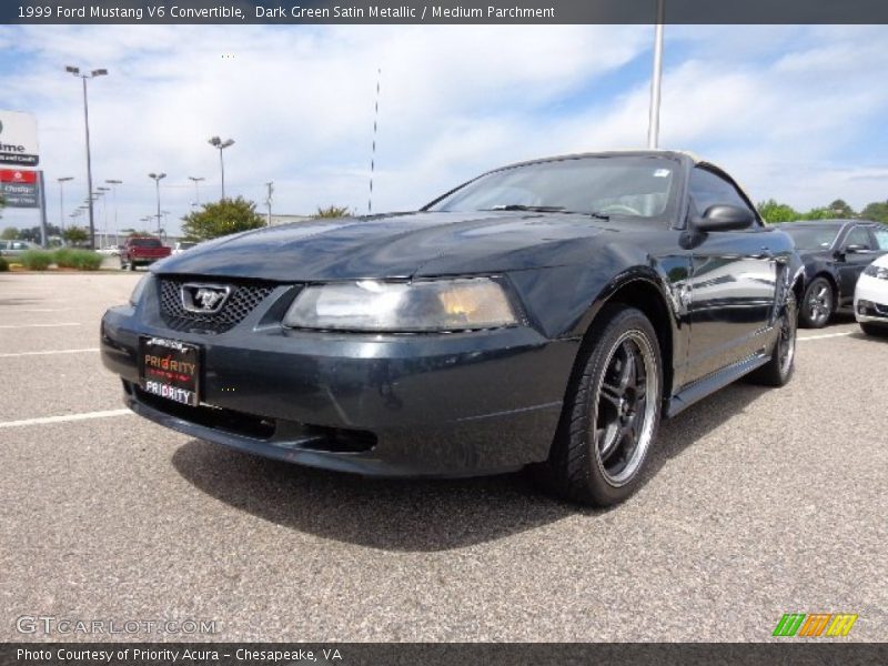 Dark Green Satin Metallic / Medium Parchment 1999 Ford Mustang V6 Convertible