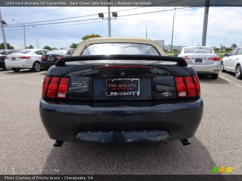 Dark Green Satin Metallic / Medium Parchment 1999 Ford Mustang V6 Convertible
