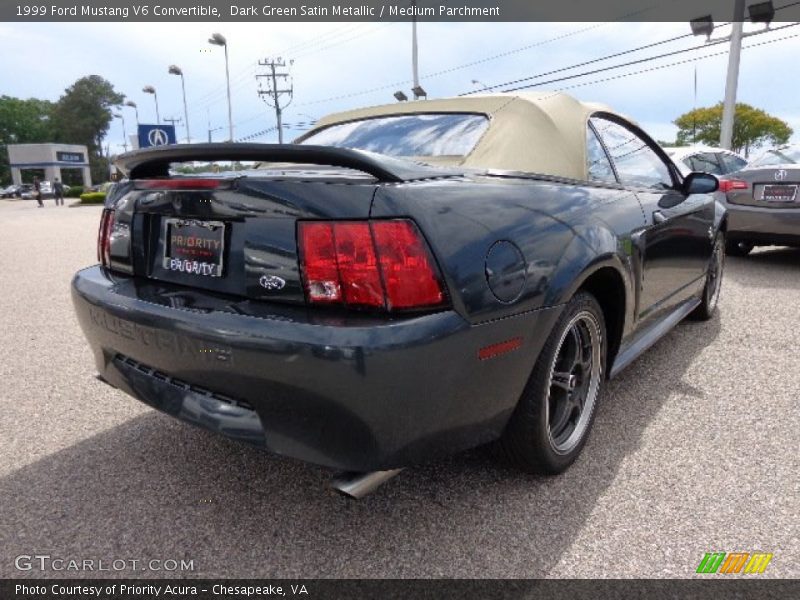 Dark Green Satin Metallic / Medium Parchment 1999 Ford Mustang V6 Convertible