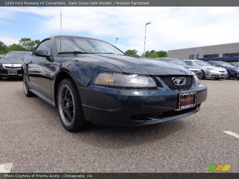 Dark Green Satin Metallic / Medium Parchment 1999 Ford Mustang V6 Convertible