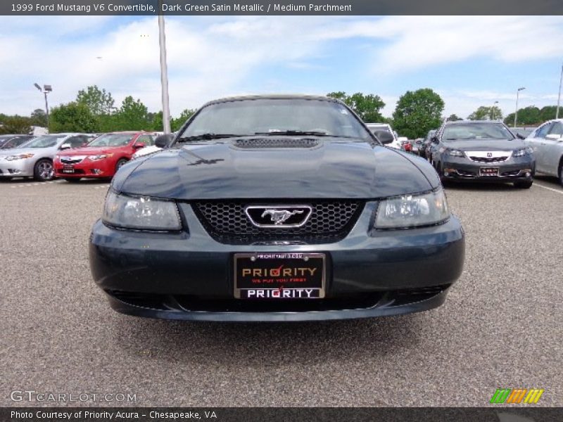 Dark Green Satin Metallic / Medium Parchment 1999 Ford Mustang V6 Convertible