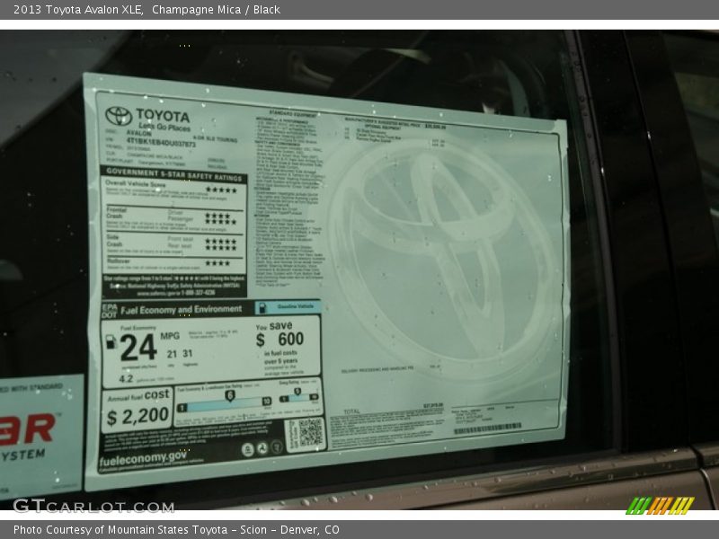  2013 Avalon XLE Window Sticker