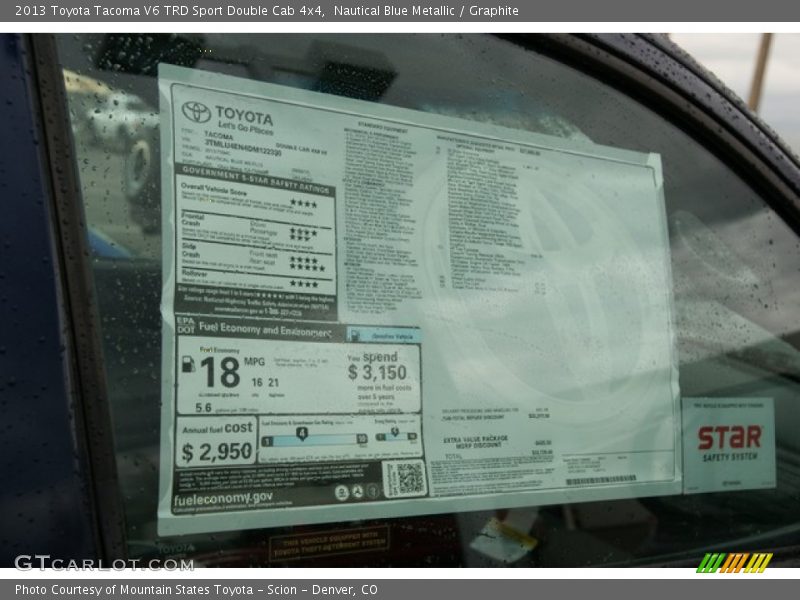 Nautical Blue Metallic / Graphite 2013 Toyota Tacoma V6 TRD Sport Double Cab 4x4