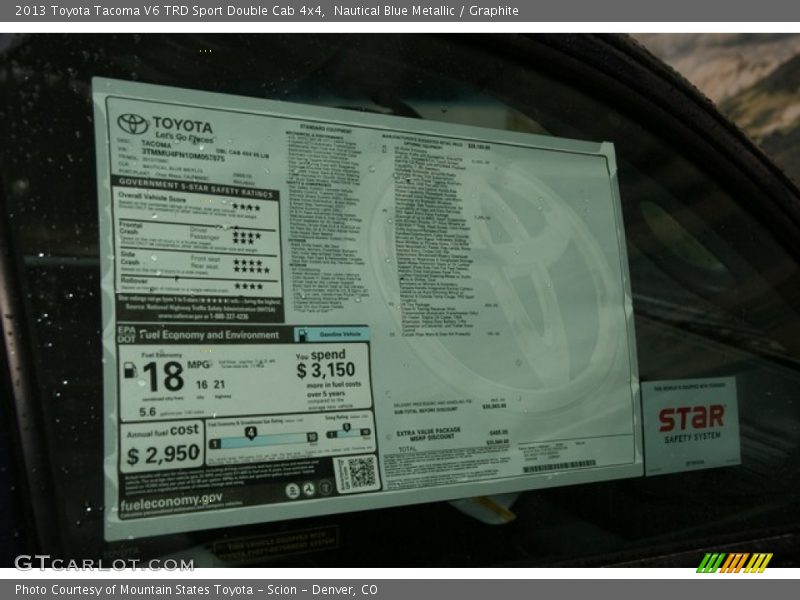 Nautical Blue Metallic / Graphite 2013 Toyota Tacoma V6 TRD Sport Double Cab 4x4
