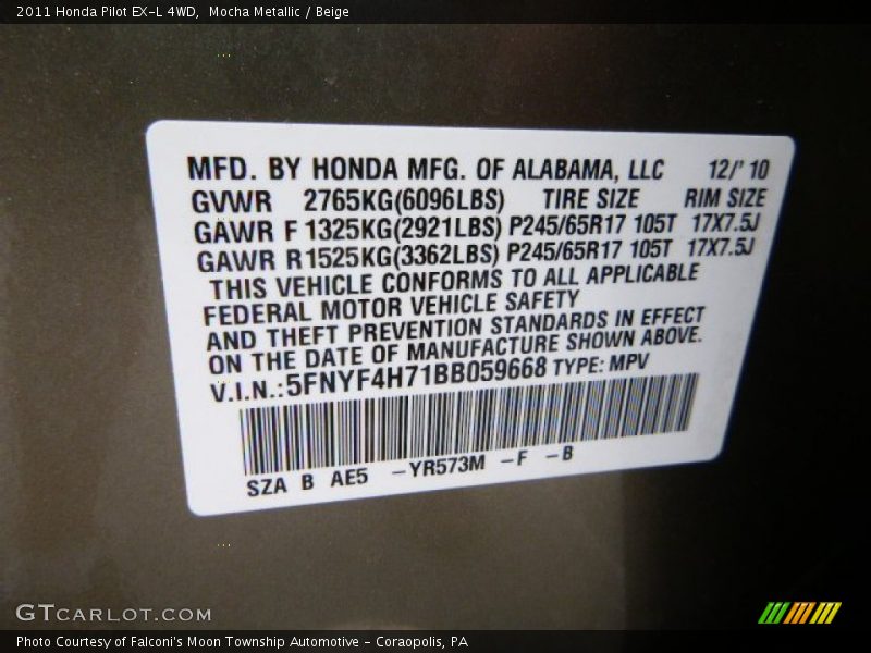 Mocha Metallic / Beige 2011 Honda Pilot EX-L 4WD