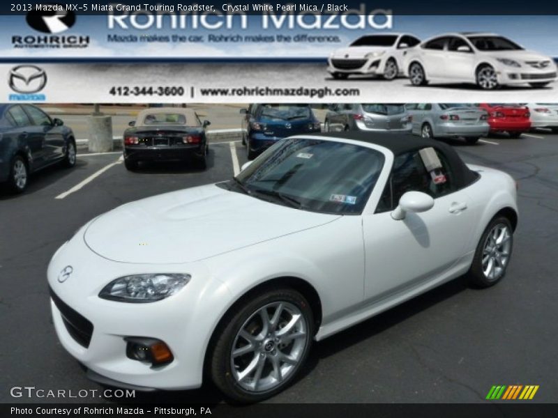 Crystal White Pearl Mica / Black 2013 Mazda MX-5 Miata Grand Touring Roadster