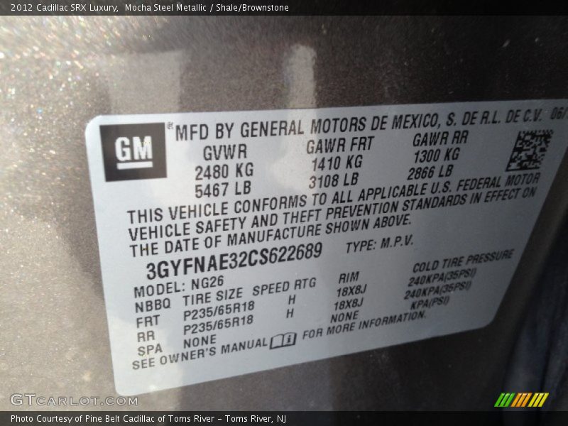 Mocha Steel Metallic / Shale/Brownstone 2012 Cadillac SRX Luxury