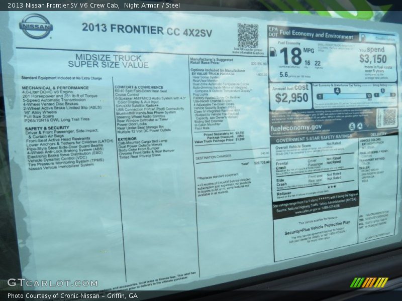 Night Armor / Steel 2013 Nissan Frontier SV V6 Crew Cab