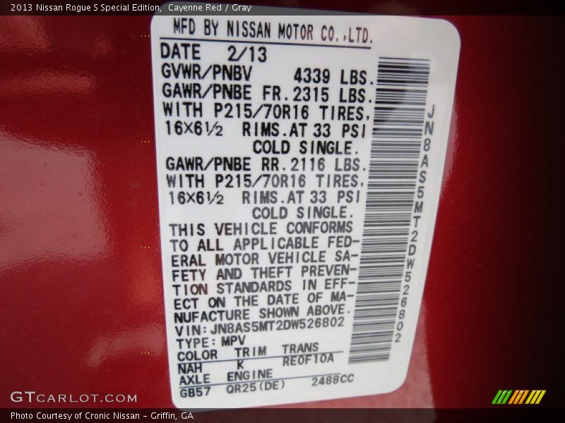 Cayenne Red / Gray 2013 Nissan Rogue S Special Edition