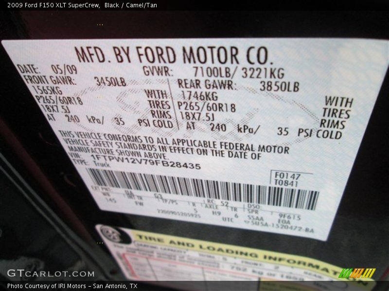 Black / Camel/Tan 2009 Ford F150 XLT SuperCrew