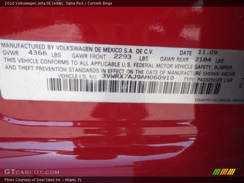 Salsa Red / Cornsilk Beige 2010 Volkswagen Jetta SE Sedan