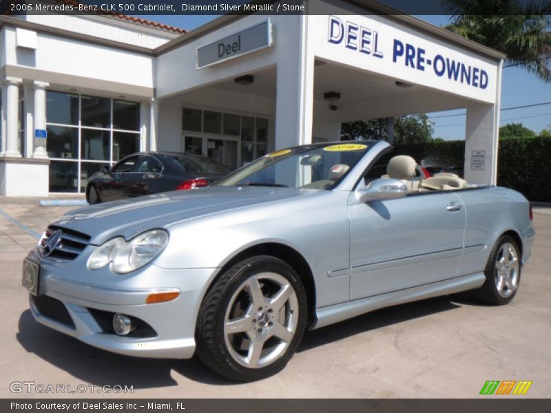 Diamond Silver Metallic / Stone 2006 Mercedes-Benz CLK 500 Cabriolet