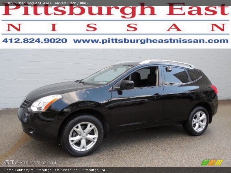 Wicked Black / Black 2009 Nissan Rogue SL AWD