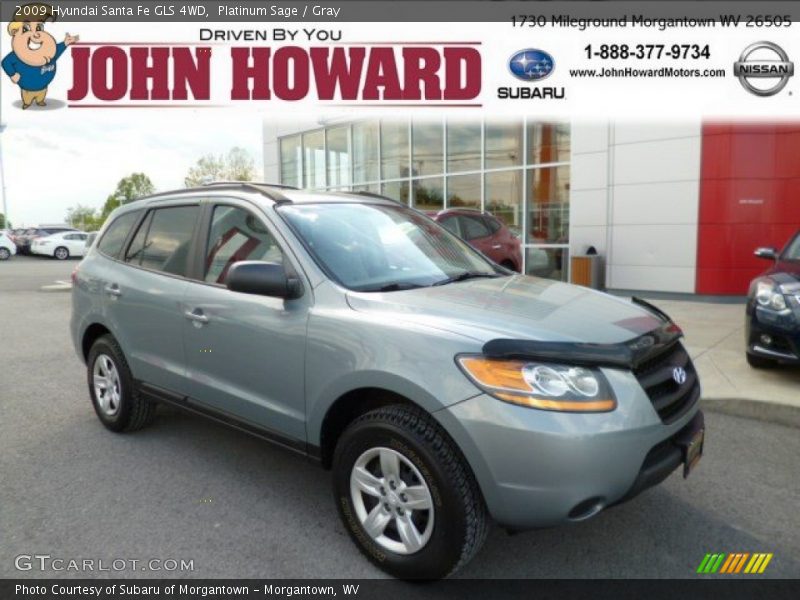Platinum Sage / Gray 2009 Hyundai Santa Fe GLS 4WD