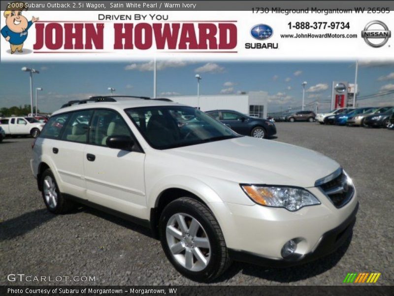 Satin White Pearl / Warm Ivory 2008 Subaru Outback 2.5i Wagon