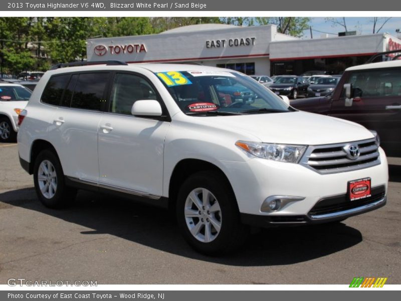 Blizzard White Pearl / Sand Beige 2013 Toyota Highlander V6 4WD