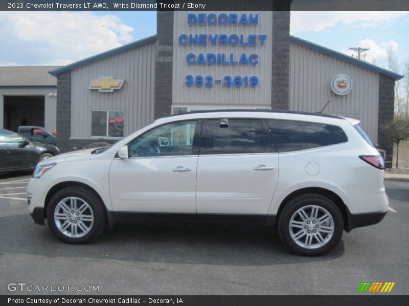 White Diamond Tricoat / Ebony 2013 Chevrolet Traverse LT AWD