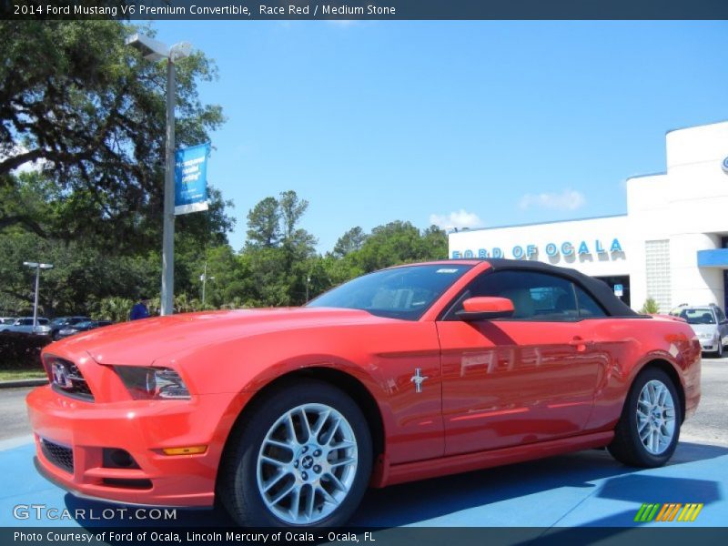 Race Red / Medium Stone 2014 Ford Mustang V6 Premium Convertible