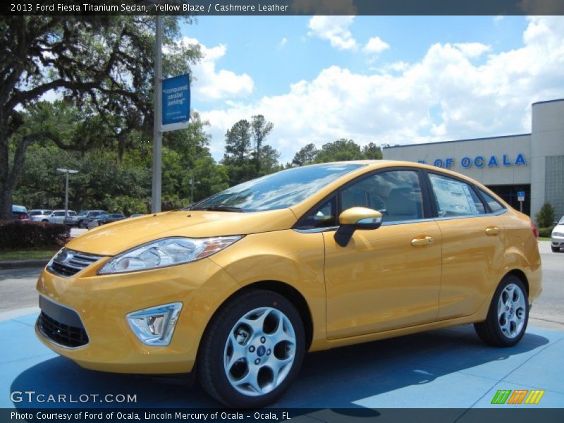 Yellow Blaze / Cashmere Leather 2013 Ford Fiesta Titanium Sedan