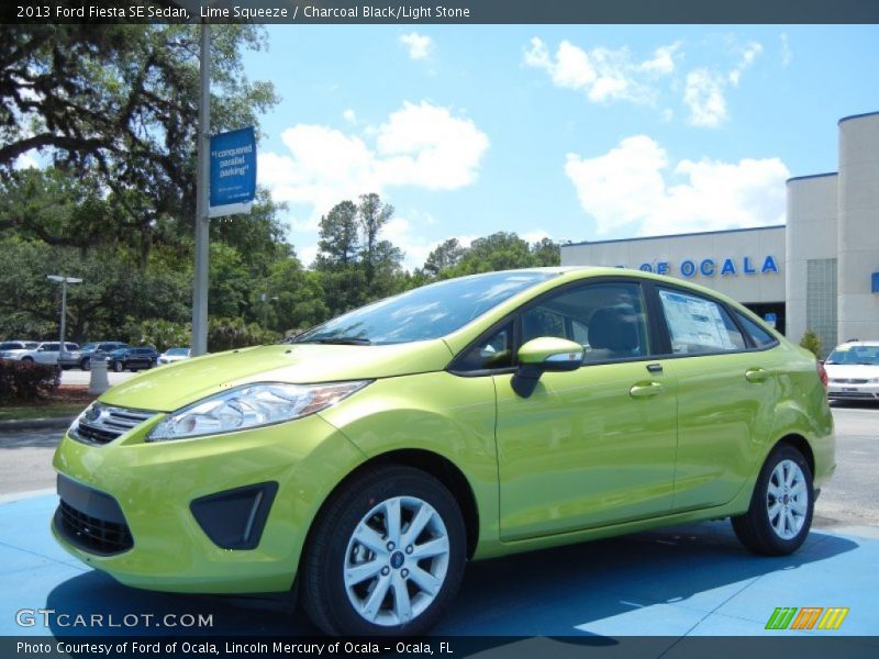 Lime Squeeze / Charcoal Black/Light Stone 2013 Ford Fiesta SE Sedan