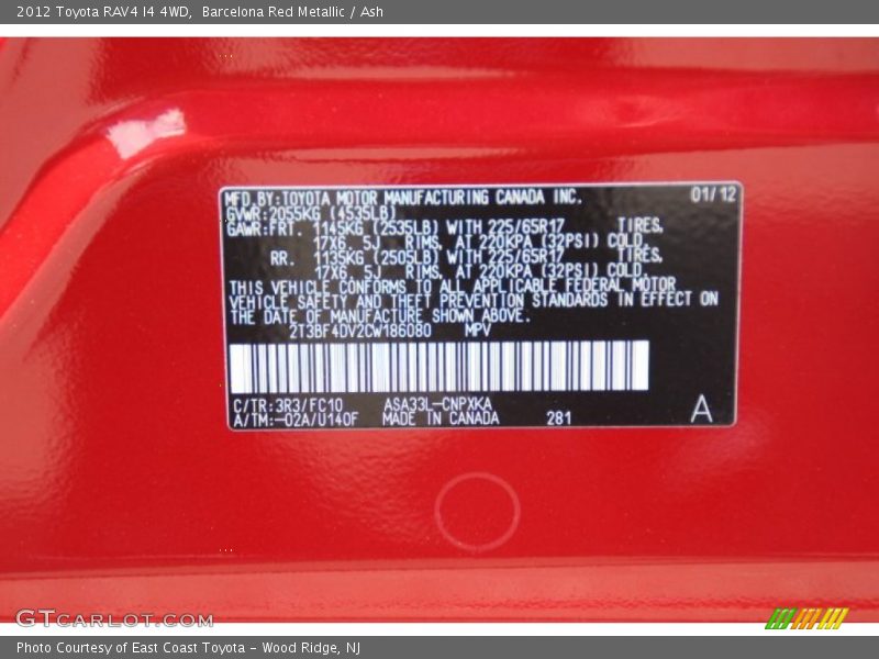 Barcelona Red Metallic / Ash 2012 Toyota RAV4 I4 4WD