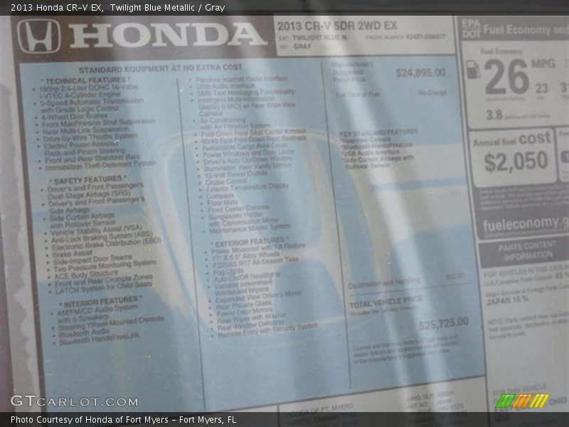 Twilight Blue Metallic / Gray 2013 Honda CR-V EX