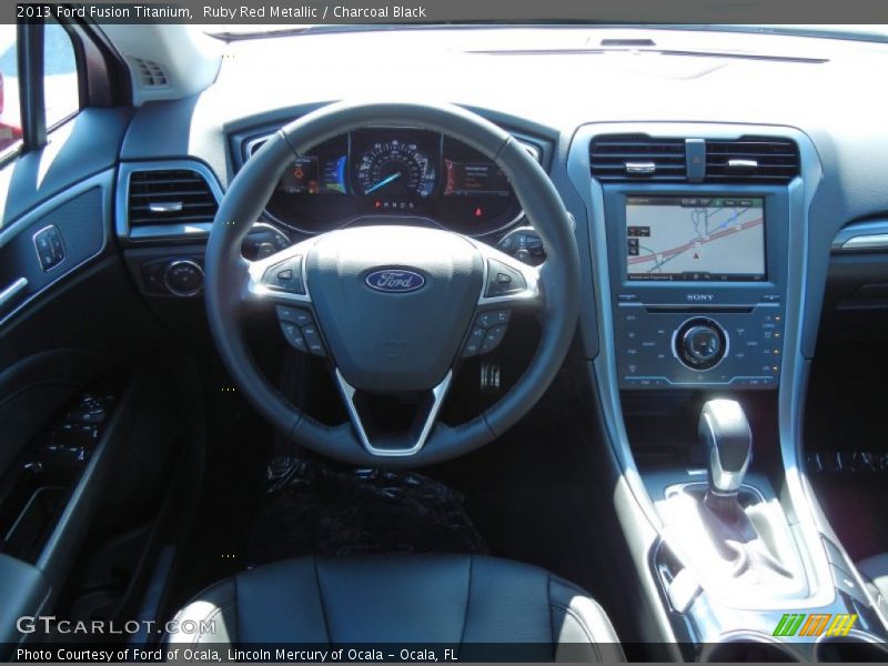 Ruby Red Metallic / Charcoal Black 2013 Ford Fusion Titanium