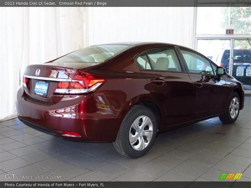 Crimson Red Pearl / Beige 2013 Honda Civic LX Sedan