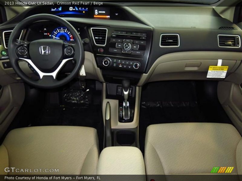 Crimson Red Pearl / Beige 2013 Honda Civic LX Sedan