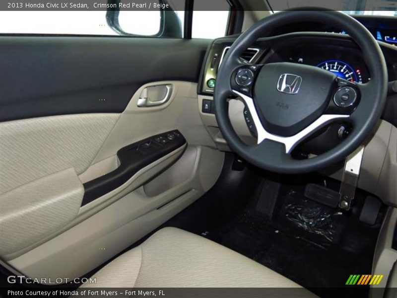 Crimson Red Pearl / Beige 2013 Honda Civic LX Sedan