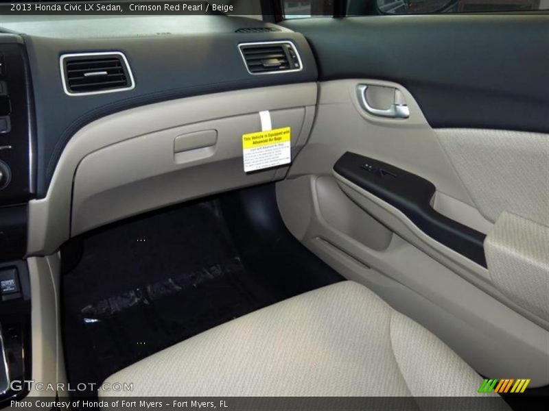 Crimson Red Pearl / Beige 2013 Honda Civic LX Sedan