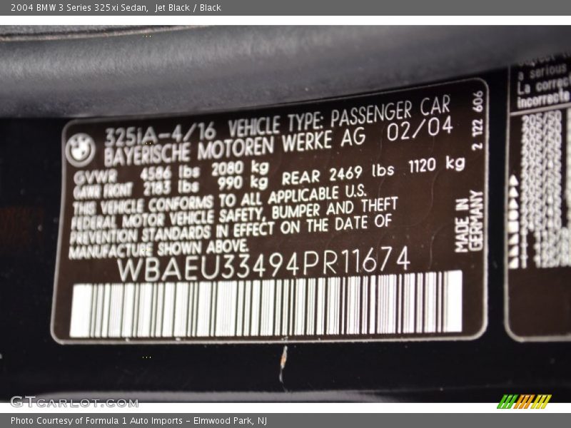 Jet Black / Black 2004 BMW 3 Series 325xi Sedan