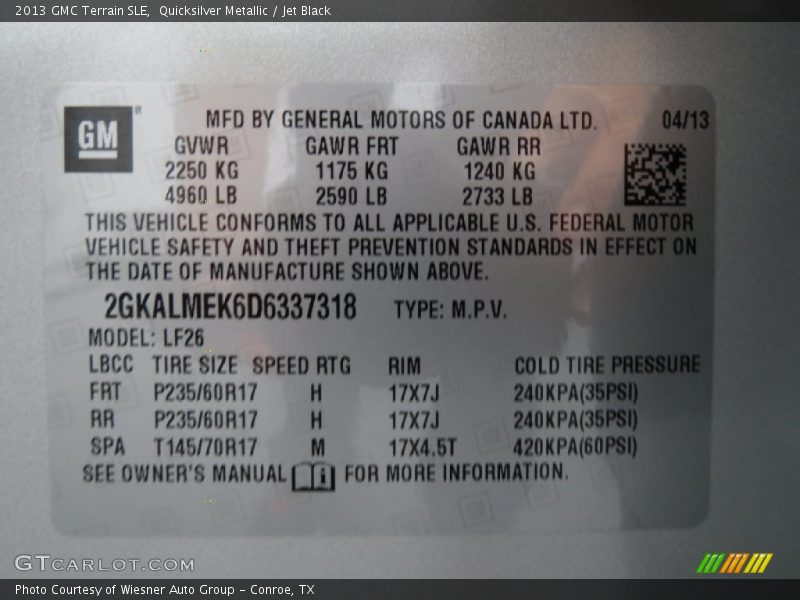 Quicksilver Metallic / Jet Black 2013 GMC Terrain SLE
