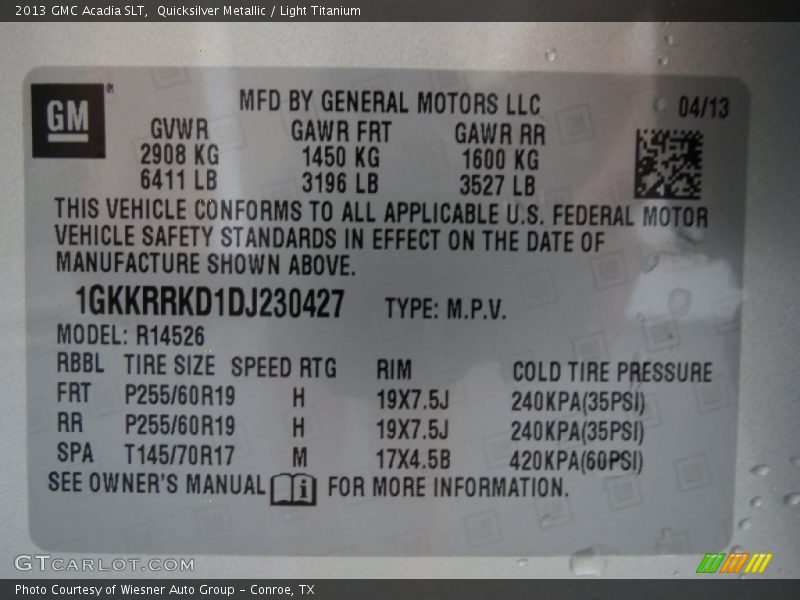 Quicksilver Metallic / Light Titanium 2013 GMC Acadia SLT