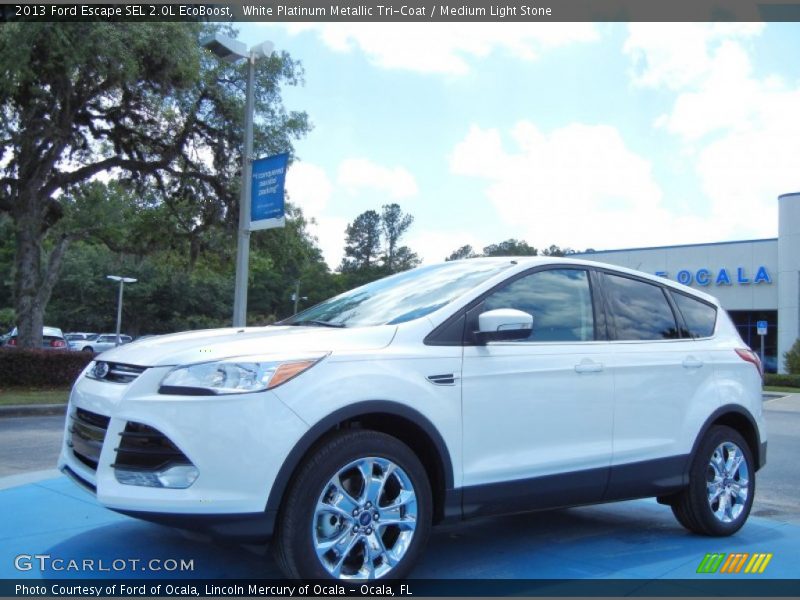 White Platinum Metallic Tri-Coat / Medium Light Stone 2013 Ford Escape SEL 2.0L EcoBoost